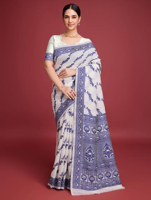 women self design bordered saree with blouse - 22030049 - Very Small Image - 1