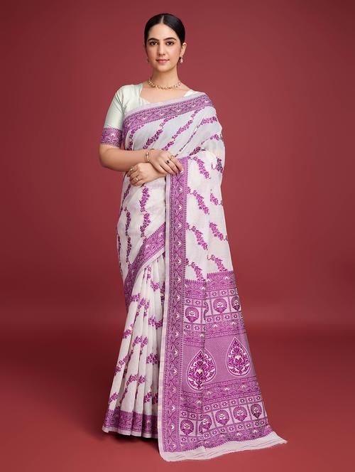 women self design bordered saree with blouse - 22030052 - Very Small Image - 1