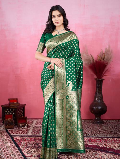 women self design banarasi saree with blouse - 22030054 - Very Small Image - 1