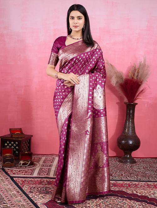 women self design banarasi saree with blouse - 22030057 - Very Small Image - 1