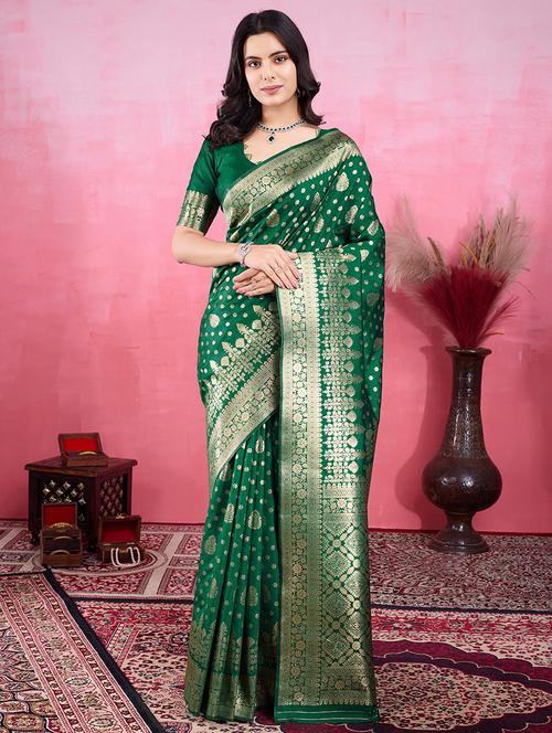 women self design banarasi saree with blouse - 22030059 - Very Small Image - 1