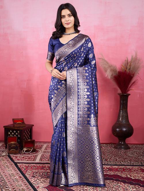 women self design banarasi saree with blouse - 22030060 - Very Small Image - 1
