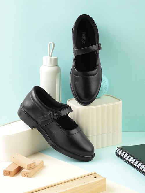 Girls Solid Buckle Uniform Shoes - 22030533 - Very Small Image - 1