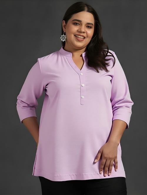 women plus size solid three quarter sleeve tunic - 22030563 - Very Small Image - 1