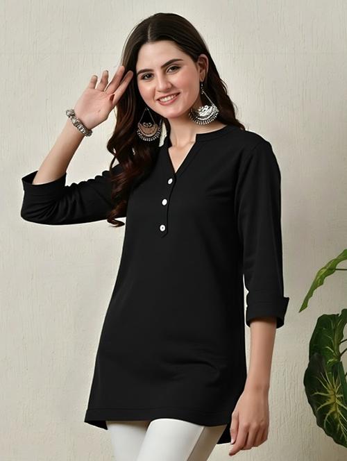 women plus size solid three quarter sleeve tunic - 22030569 - Very Small Image - 1