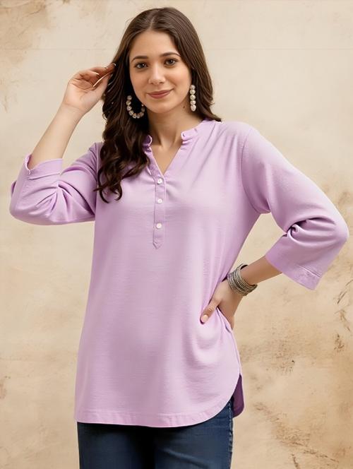 women plus size solid three quarter sleeve tunic - 22030571 - Very Small Image - 1