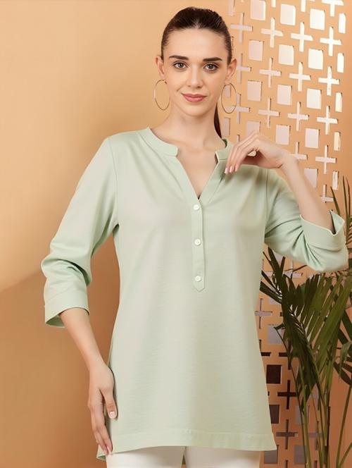 women solid three quarter sleeve tunic - 22030581 - Very Small Image - 1