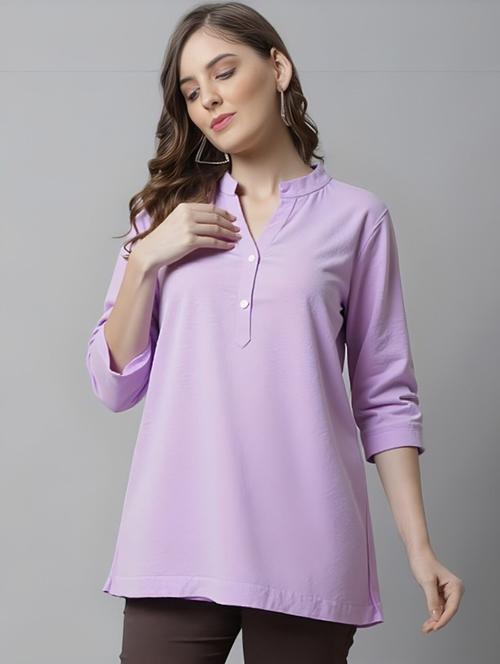 women solid three quarter sleeve tunic - 22030592 - Very Small Image - 1