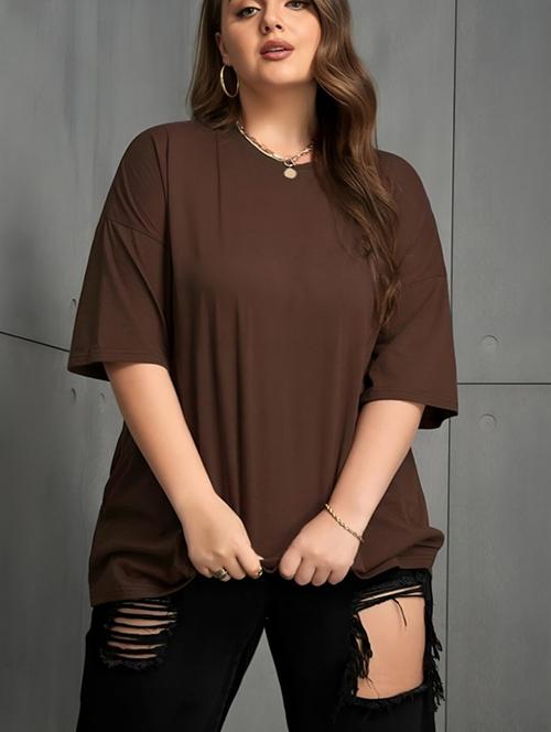 women solid short sleeve oversized t-shirt - 22030648 - Very Small Image - 1