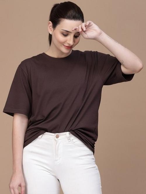 women solid short sleeve oversized t-shirt - 22030654 - Very Small Image - 1