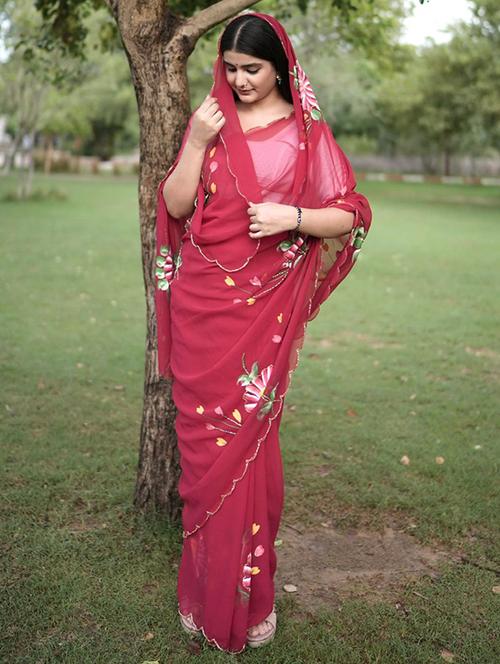 women floral printed saree with blouse - 22031013 - Very Small Image - 1