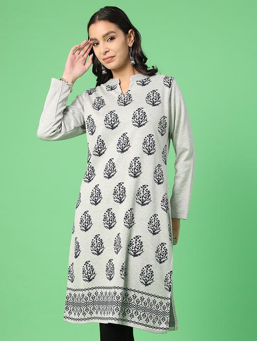 women self designed long sleeve woolen kurta - 22031886 - Very Small Image - 1