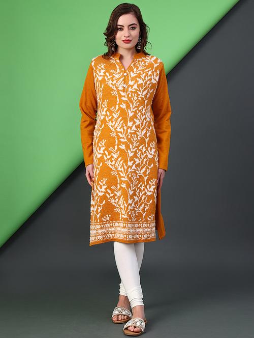 women self designed long sleeve woolen kurta - 22031959 - Very Small Image - 1