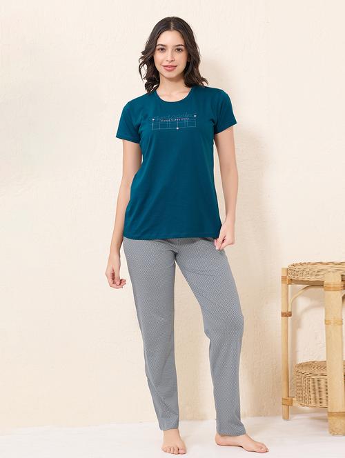 women printed nightwear pyjama set - 22032201 - Very Small Image - 1