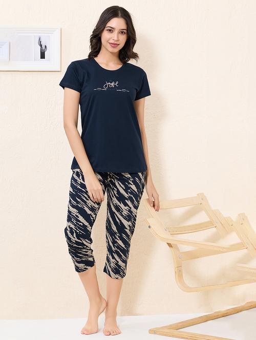 women printed nightwear capri set - 22032207 - Very Small Image - 1