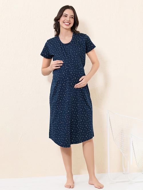 women printed short sleeve maternity wear sleepshirt - 22033389 - Very Small Image - 1