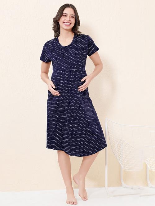 women printed short sleeve maternity wear sleepshirt - 22033392 - Very Small Image - 1