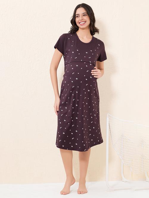women printed short sleeve maternity wear sleepshirt - 22033394 - Very Small Image - 1