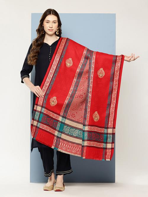 women self design reversible shawl - 22033702 - Very Small Image - 1