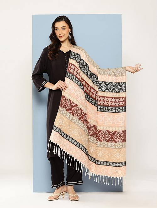 women self design reversible shawl - 22033714 - Very Small Image - 1
