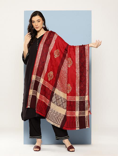 women self design reversible shawl - 22033719 - Very Small Image - 1
