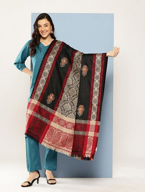 women self design reversible shawl - 22033720 - Very Small Image - 1