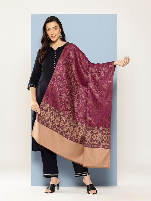 women self design reversible shawl - 22033733 - Very Small Image - 1