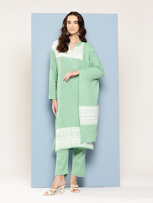 women self design long sleeve kurta pant with dupatta set - 22033756 - Very Small Image - 1