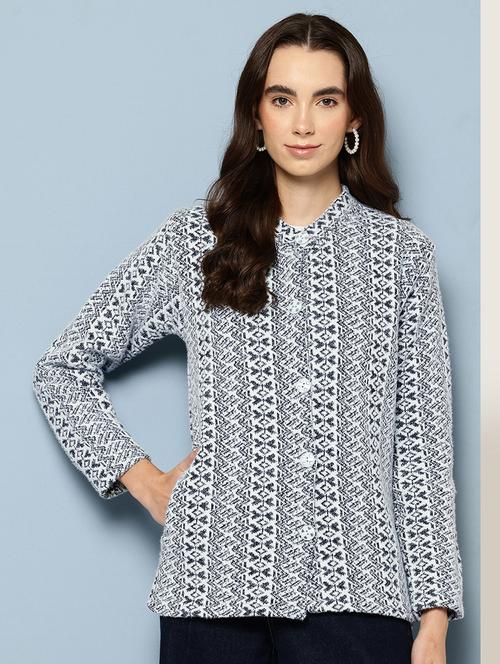 women self design long sleeve cardigan - 22033779 - Very Small Image - 1