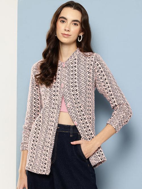 women self design long sleeve cardigan - 22033782 - Very Small Image - 1