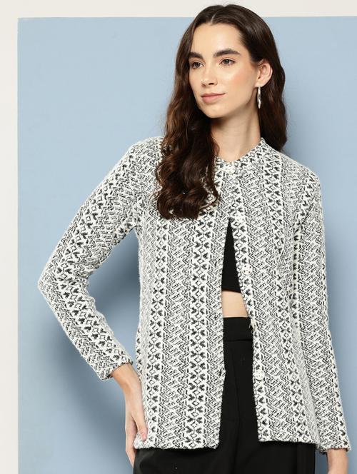 women self design long sleeve cardigan - 22033784 - Very Small Image - 1