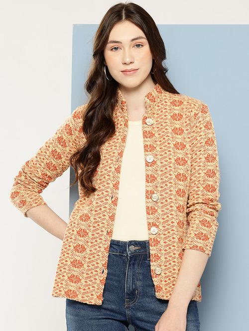 women self design long sleeve cardigan - 22033805 - Very Small Image - 1