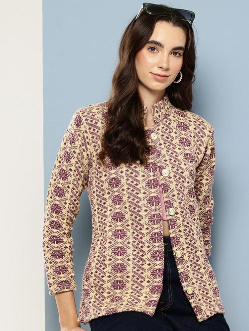 women self design long sleeve cardigan - 22033806 - Very Small Image - 1