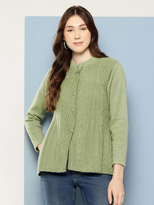 women self design long sleeve cardigan - 22033811 - Very Small Image - 1