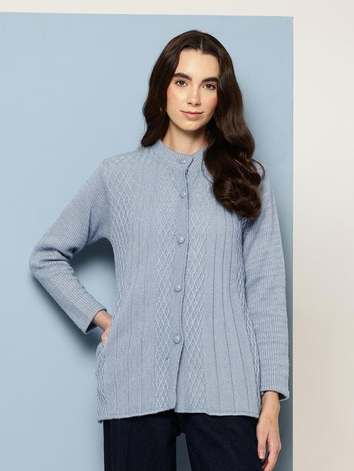 women self design long sleeve cardigan - 22033812 - Very Small Image - 1