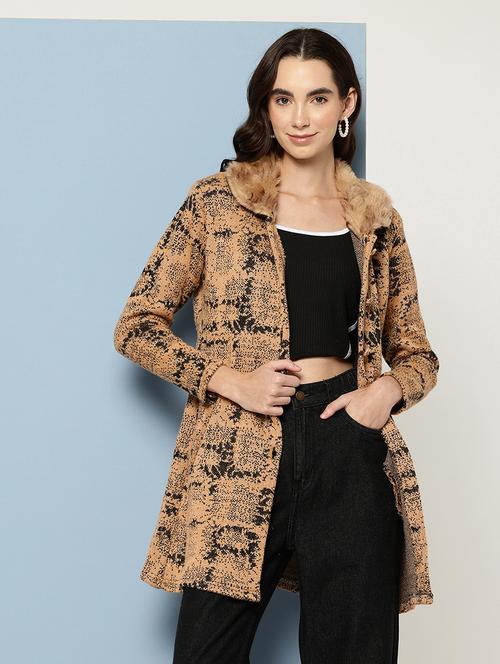 women self design long sleeve cardigan - 22033829 - Very Small Image - 1