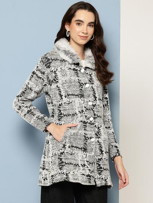 women self design long sleeve cardigan - 22033835 - Very Small Image - 1