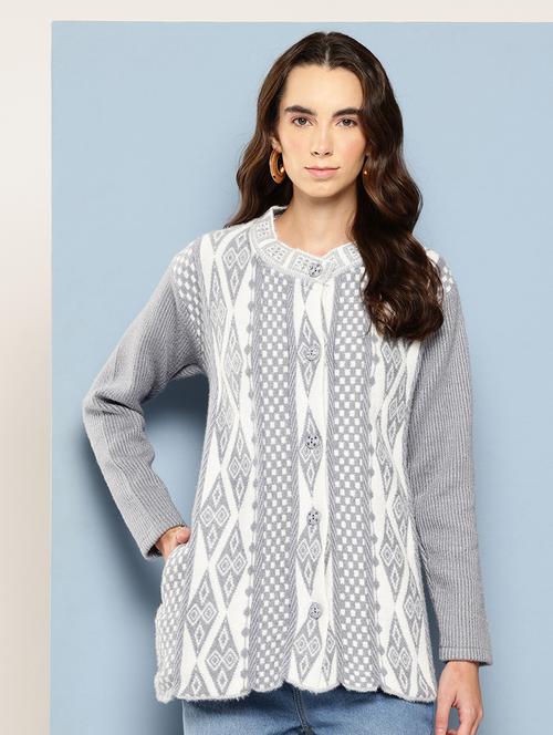 women self design long sleeve cardigan - 22033847 - Very Small Image - 1