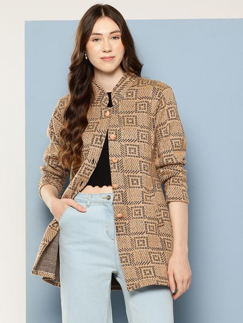 women self design long sleeve cardigan - 22033855 - Very Small Image - 1