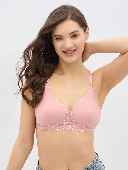 Women Solid Lightly Padded Lace T-shirt Bra - 22033910 - Very Small Image - 1