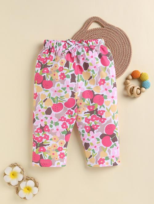 girls floral print mid rise pyjama - 22034022 - Very Small Image - 1