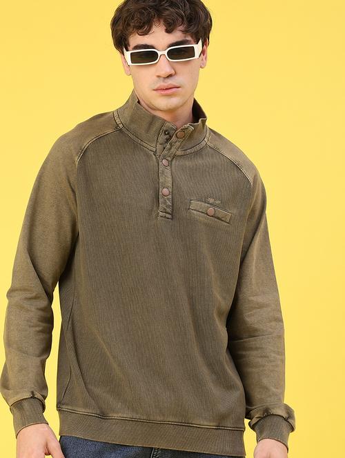 men solid stand collar long sleeve sweatshirt - 22035007 - Very Small Image - 1
