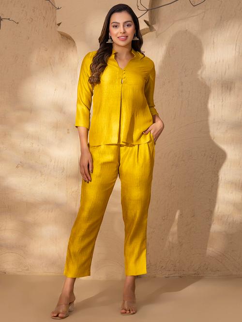 women solid three quarter sleeve ethnic co-ord set - 22035112 - Very Small Image - 1