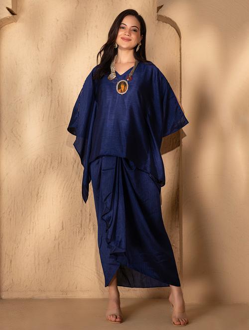 women solid kimono sleeve ethnic co-ord set - 22035133 - Very Small Image - 1