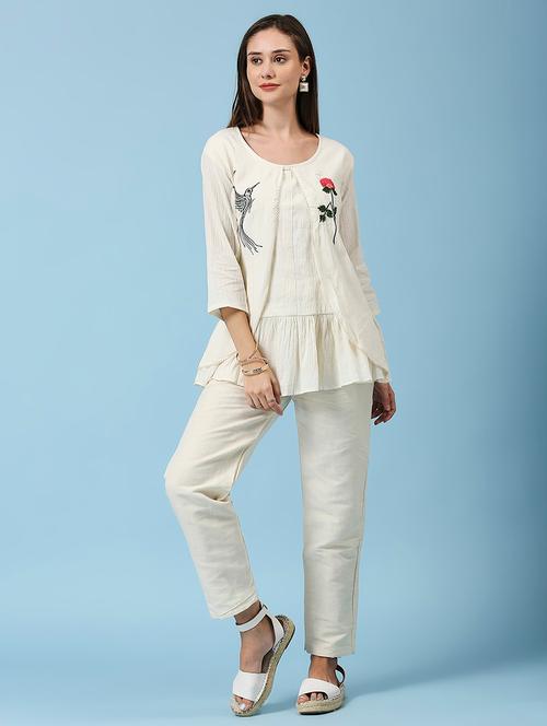 women embroidered three quarter sleeve ethnic top - 22035169 - Very Small Image - 1