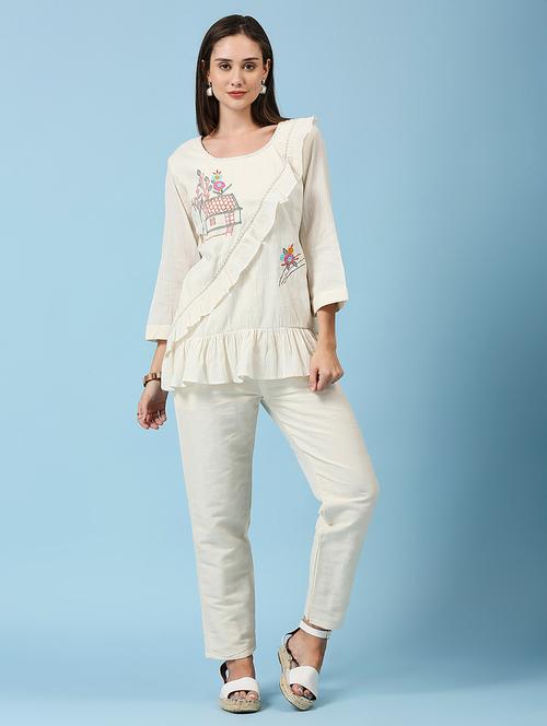 off white khadi cotton regular top - 22035173 - Very Small Image - 1