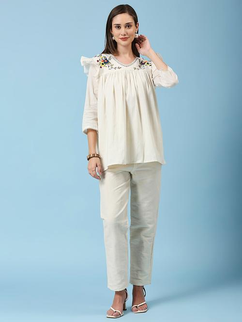 women embroidered three quarter sleeve ethnic top - 22035174 - Very Small Image - 1