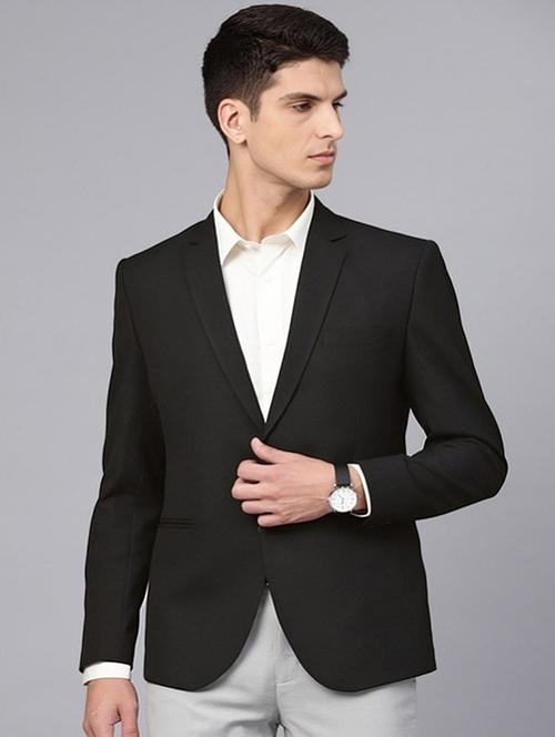 men black solid long sleeve single breasted blazer - 22035208 - Very Small Image - 1