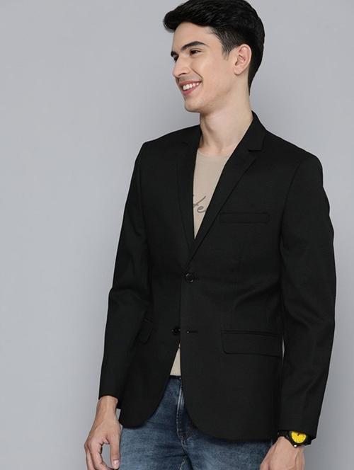 men black solid long sleeve single breasted blazer - 22035215 - Very Small Image - 1