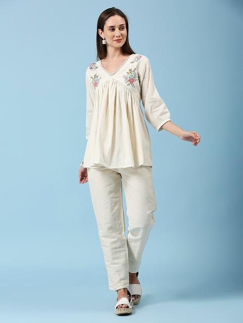 women embroidered three quarter sleeve ethnic top - 22035255 - Very Small Image - 1
